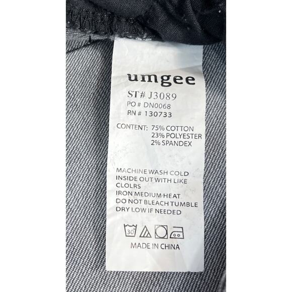 Umgee Cropped Flare Jeans Raw Hem Charcoal Wash Size 28 - Picture 4 of 7
